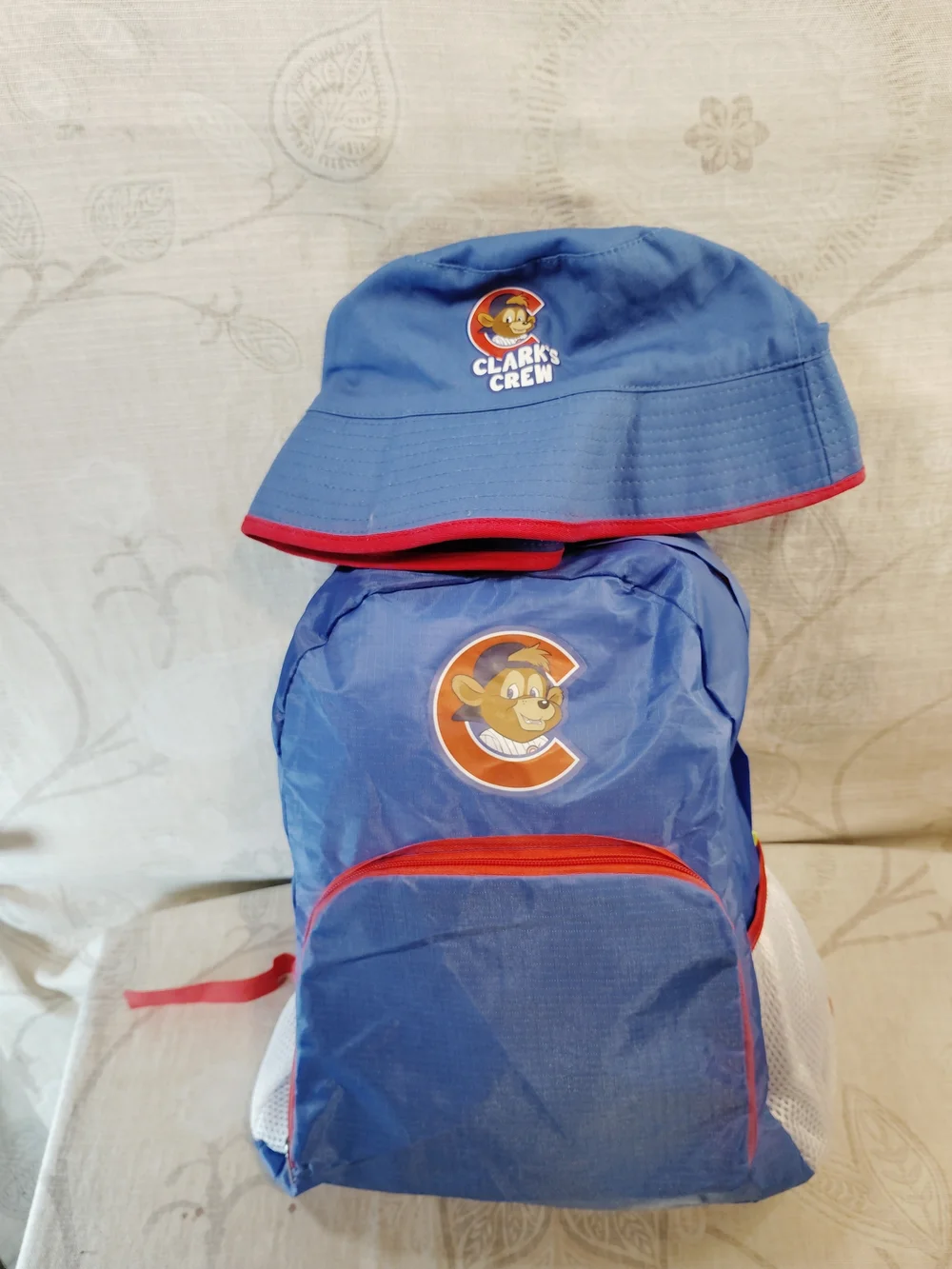 Cubs Clark's Crew Kids Blue Backpack and Matching Sun Hat Set